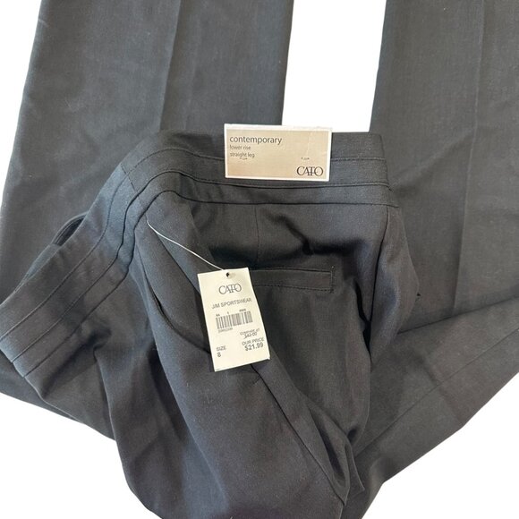 CATO CONTEMPORARY Women SZ 8 Black Lower Rise Dress Pant Trouser Straight Legs - Picture 7 of 15